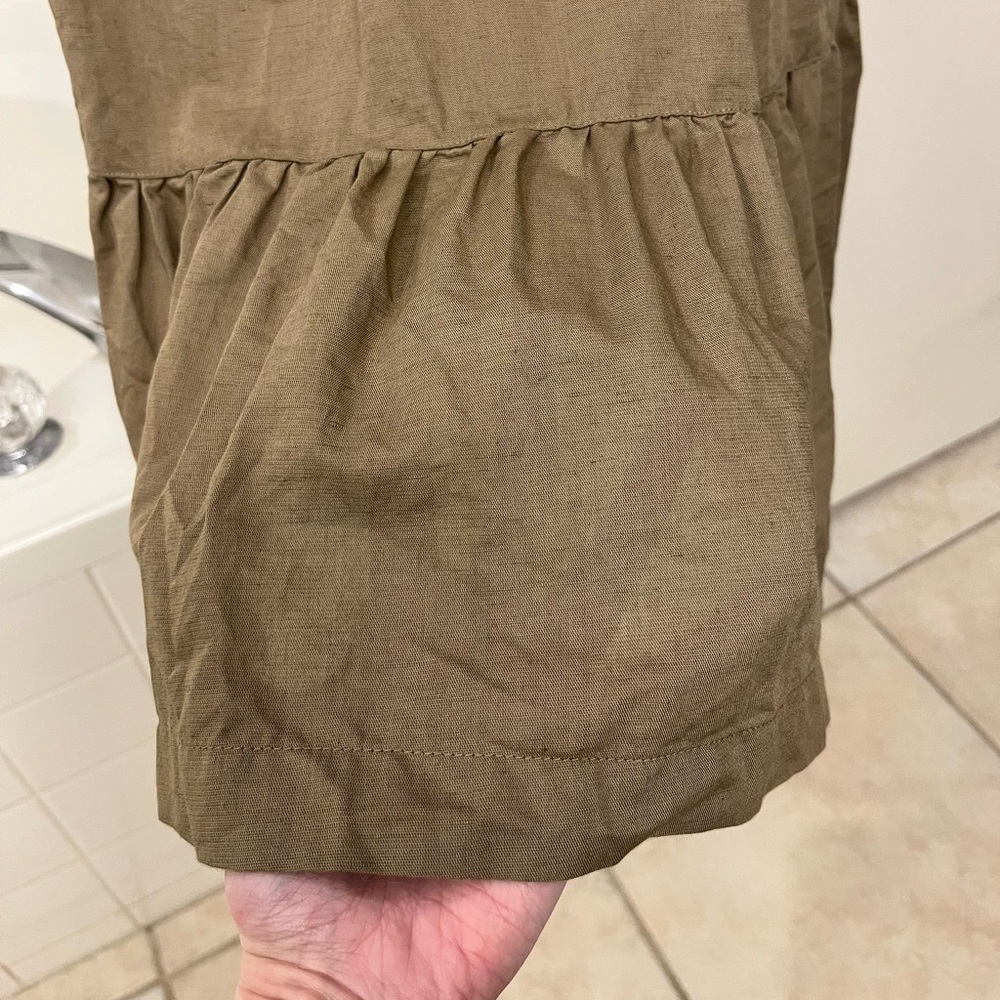 NWOT Pact Organic Canopy Linen Blend Notch Neck Dress in Khaki Green - Picture 10 of 13